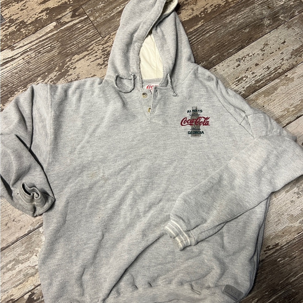 Coca Cola Gray Sweatshirt Classic Pullover Hoodie